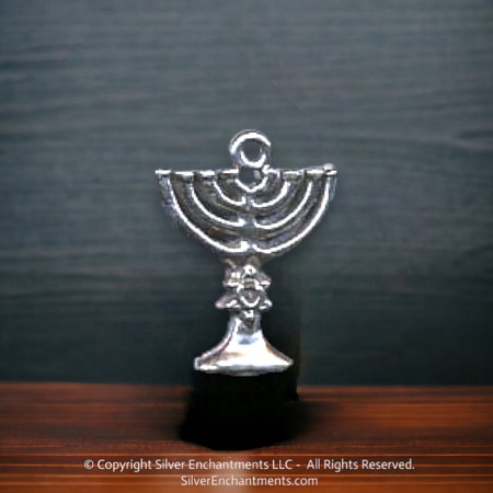 Sterling Silver Menorah Necklace Charm 