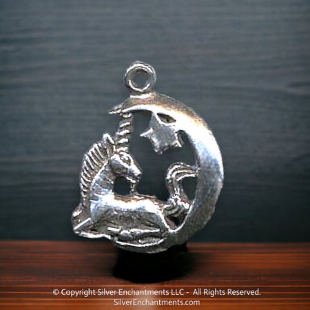 Sterling Silver Celestial Unicorn Pendant 