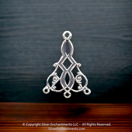 Sterling Silver Art Deco Chandelier Earring Part with 3 loops 