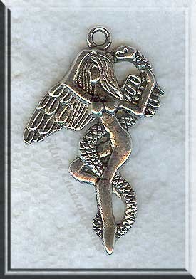 6 Silver Lilith Pendants 41x26mm 