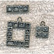 Square Geometric Toggle Clasps with Matching Charms Antique Silver Wholesale Bulk (10) 