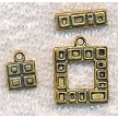 Square Geometric Toggle Clasps with Matching Charms Antique Gold Wholesale Bulk (10) 