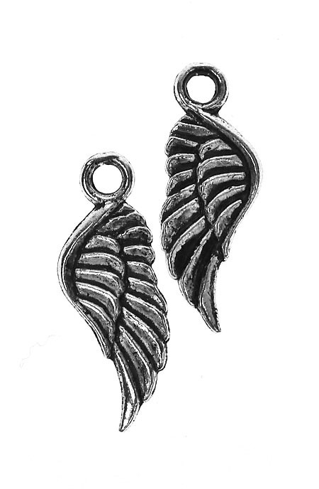 Double-Sided Angel Wing Charm - Both Sides Shown 