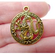 Dragon Charms, Antique Gold Finish 