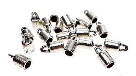 20 Silver Pewter Plain Bell Jewelry Caps 2.5mm Opening 