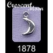 Sterling Silver 3D Crescent Moon Charm, 12x6mm 