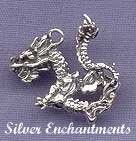 Sterling Silver 3D Oriental Dragon Charm  