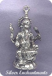 Sterling Silver 3D 4-Armed Ganesha Pendant or Altar Statue 