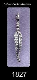 Sterling Silver Feather Pendant Charm Pendant 28x5mm 