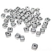Czech Glass Beads, Silver Brick-Cube Beads (50) 