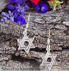 Sterling Silver Star of David Earrings 