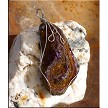 Wire-Wrapped Gold-Purple Druzy Chalcedony Rose Pendant 