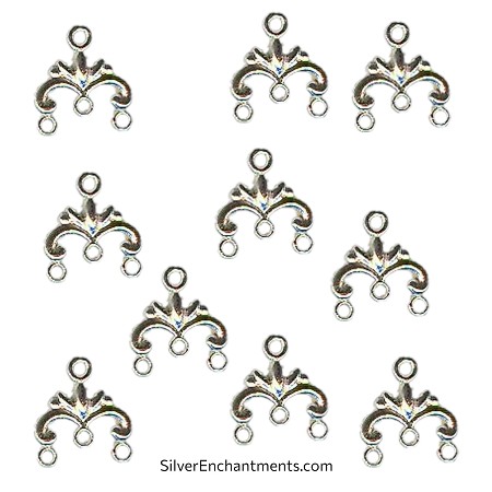 Bright Silver Small Earring 3-to-1 Connectors 
