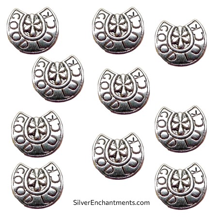 Silver Good Luck Horseshoe Beads with Large Hole 