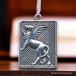 Silver Large Rampant Griffin Pendant Necklace 