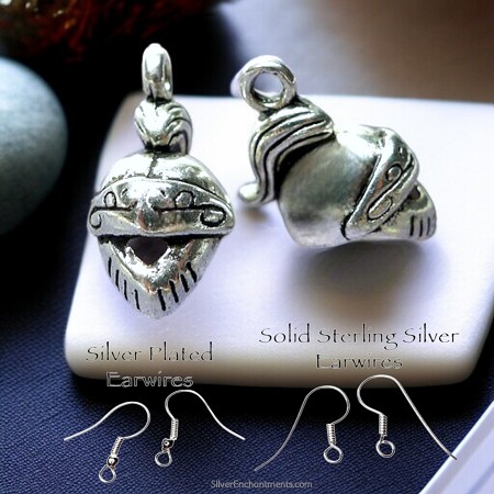 Silver Knight Helm Earrings 
