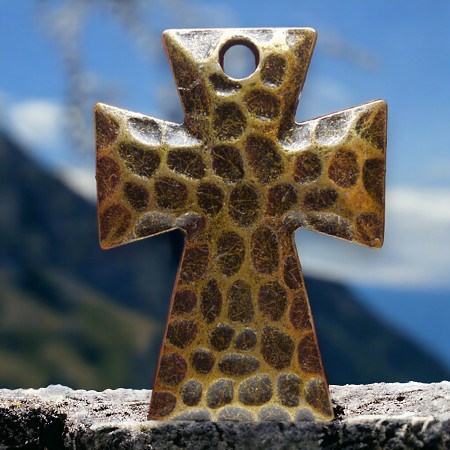 5 Bronze Large Cross Pendants 64x46mm 