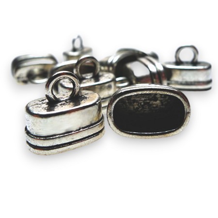 10 Silver Oval End Caps 13x15mm 