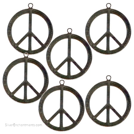 Silver Large Peace Sign Pendants 