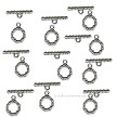 Silver Round Toggle Clasps with Wrapped Accents 