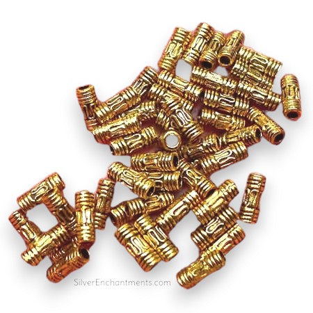 8mm Gold Bali Tube Beads 