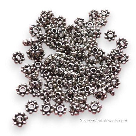 4.5mm Silver Daisy Spacer Beads 