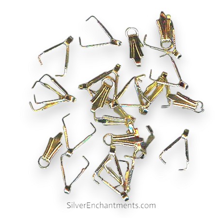 25 Gold Scallop Pinch Bails for Crystals 