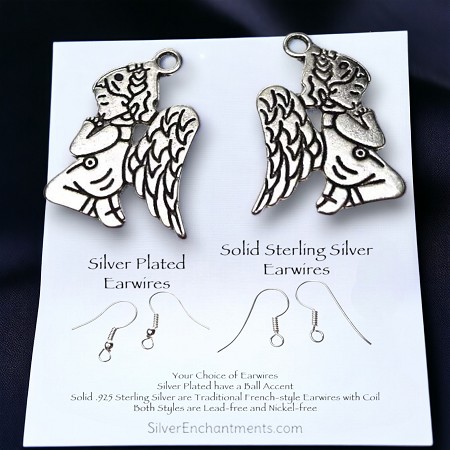 Silver Praying Angel Earrings 