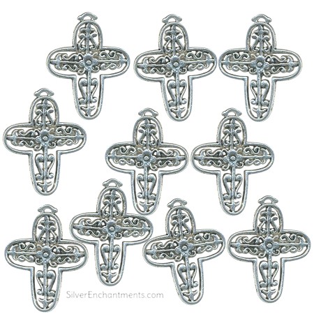 Silver Filigree Cross Pendants 