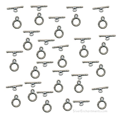 Silver Small Round Twist Toggle Clasps 