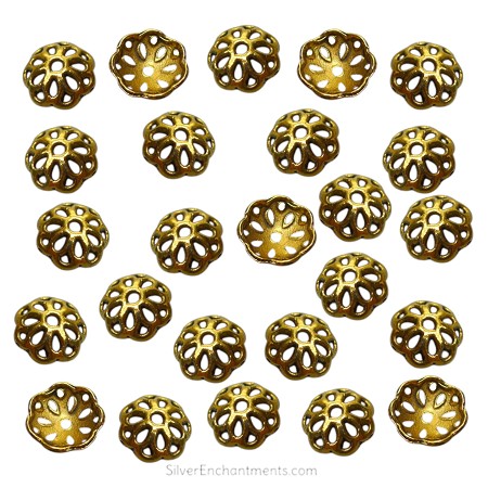 Gold Pierced 12mm Bead Caps 