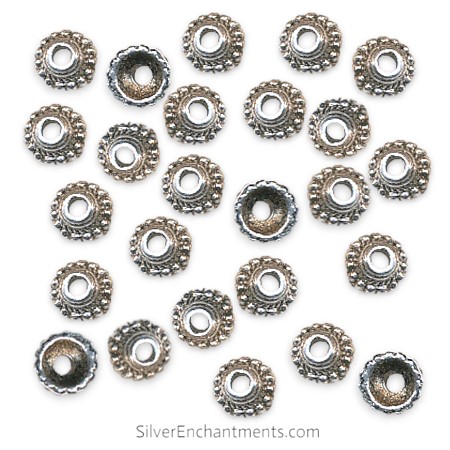 7.5mm Silver Dotted Rim Bead Caps 