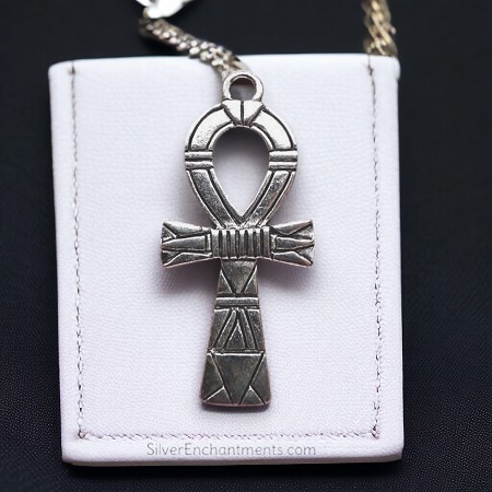 Silver Fancy Ankh Necklace 