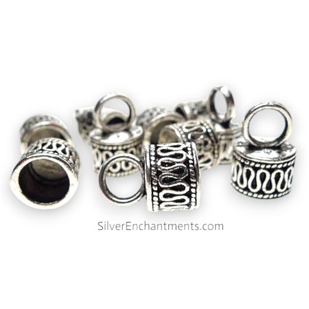 Silver Fancy Braided Jewelry Endcaps with 7mm Opening 