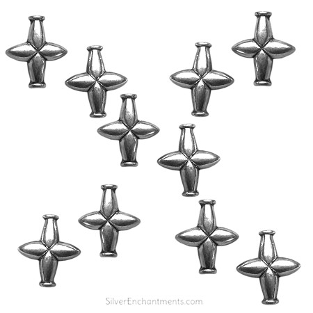Silver Star Cross Beads 