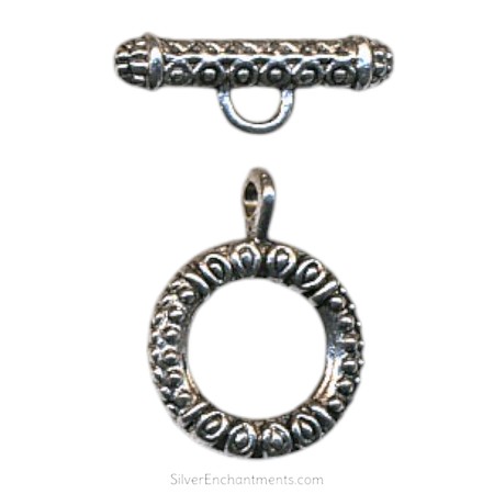  Silver Fancy Round Toggle Clasps 
