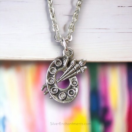 Silver Painter's Palette Necklace 