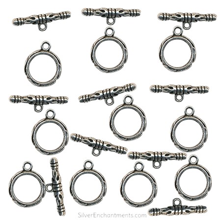 Silver Fancy Round Fancy Rim Toggle Clasps 