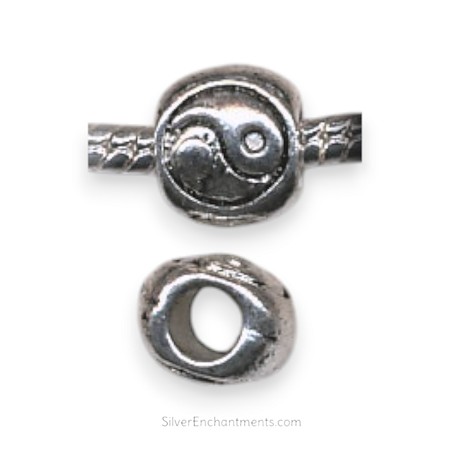 Silver Yin Yang Big Hole Beads 
