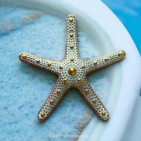 Extra Large Starfish Necklace with Verdigris Patina 