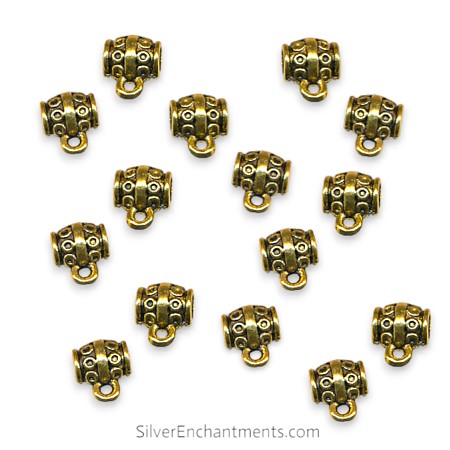 15 Gold Decorative Tube Slider Bails with 3.5mm Opening 