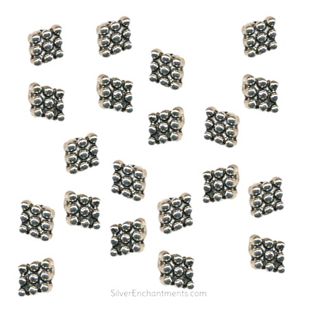 9x8mm Silver Dotted Offset Diamond Beads 