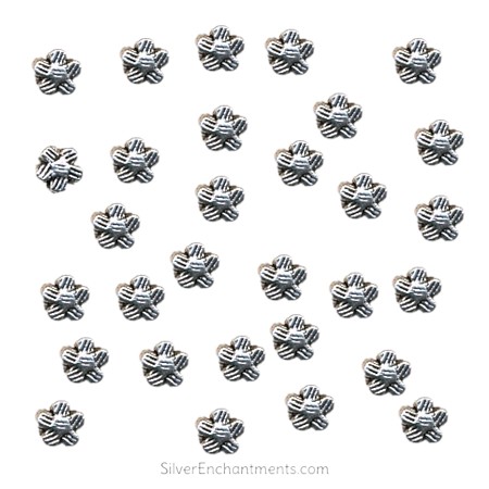6mm Silver Flower Beads 