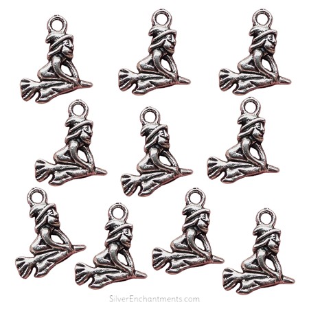 Silver Flying Witch Charms 