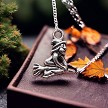 Silver Flying Witch Necklace 