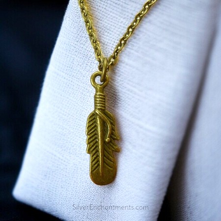 Bronze Feather Necklace 
