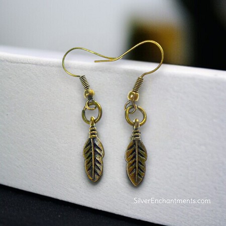 Small Bronze Feather Earrings 