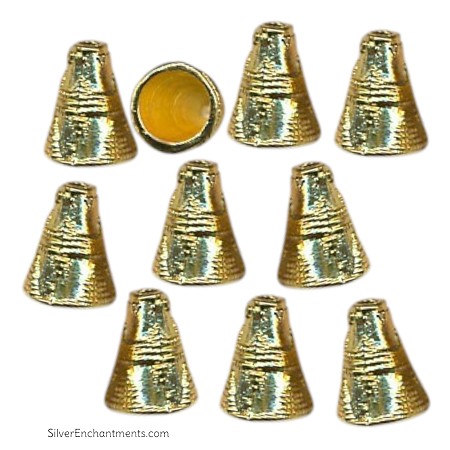 Bright Gold Jewelry Cones with 6mm Bottom Opening 
