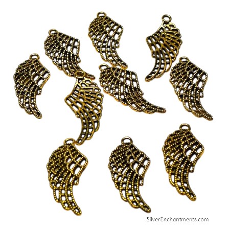 Gold Lacey Angel Wing Pendants 