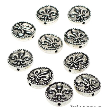Silver Fleur de lis Beads New Orleans Lily Beads 